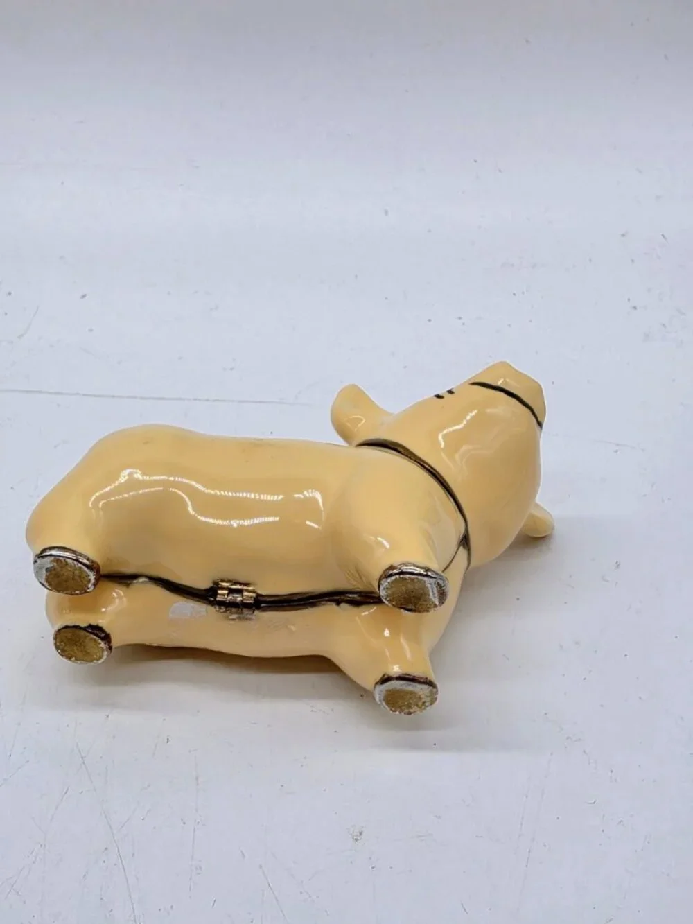 Enamel Hinged Pig Trinket Box Magnetic Closure Vintage Farmhouse Country Swine